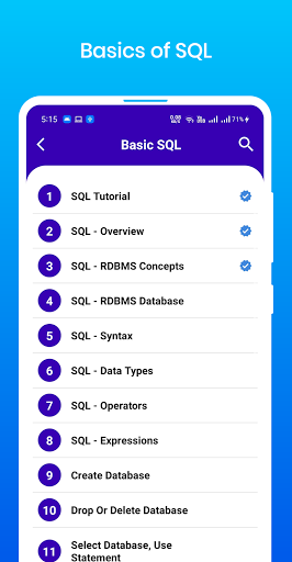 Learn SQL - Image screenshot of android app