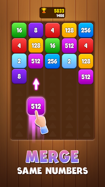 Wood Number Merge - Gameplay image of android game