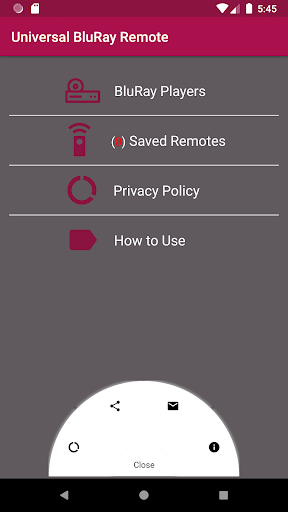 Universal BluRay Remote Contro - Image screenshot of android app