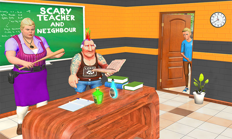 Scary Evil Teacher 3d game: Cr - Gameplay image of android game