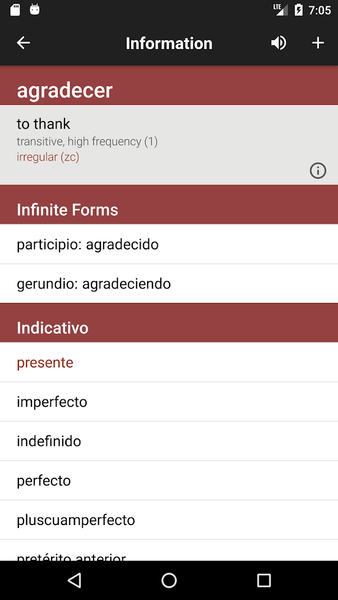 Spanish Verbs & Conjugation - Image screenshot of android app