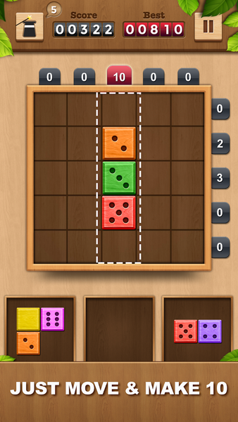 TENX - Wooden Number Puzzle Ga - Gameplay image of android game