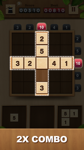 TENX - Wooden Number Puzzle Ga - Gameplay image of android game