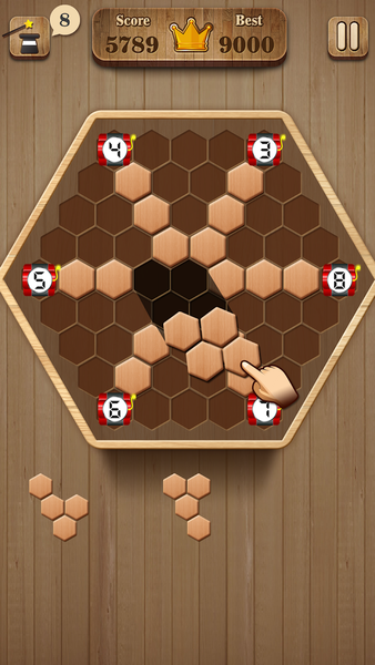 Wooden Hexagon Fit: Hexa Block - Gameplay image of android game