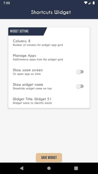 Shortcuts widget - Apps Folder - Image screenshot of android app