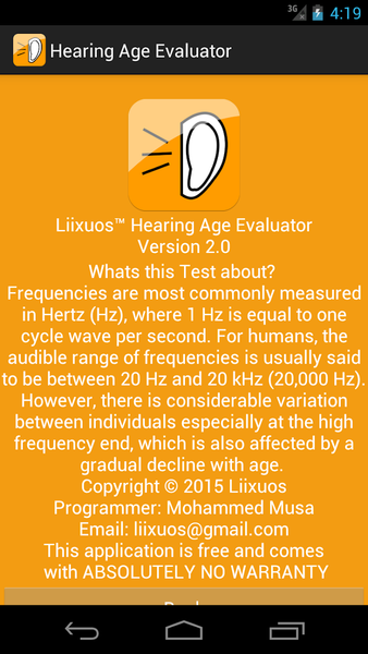 Hearing Age Evaluator - عکس برنامه موبایلی اندروید