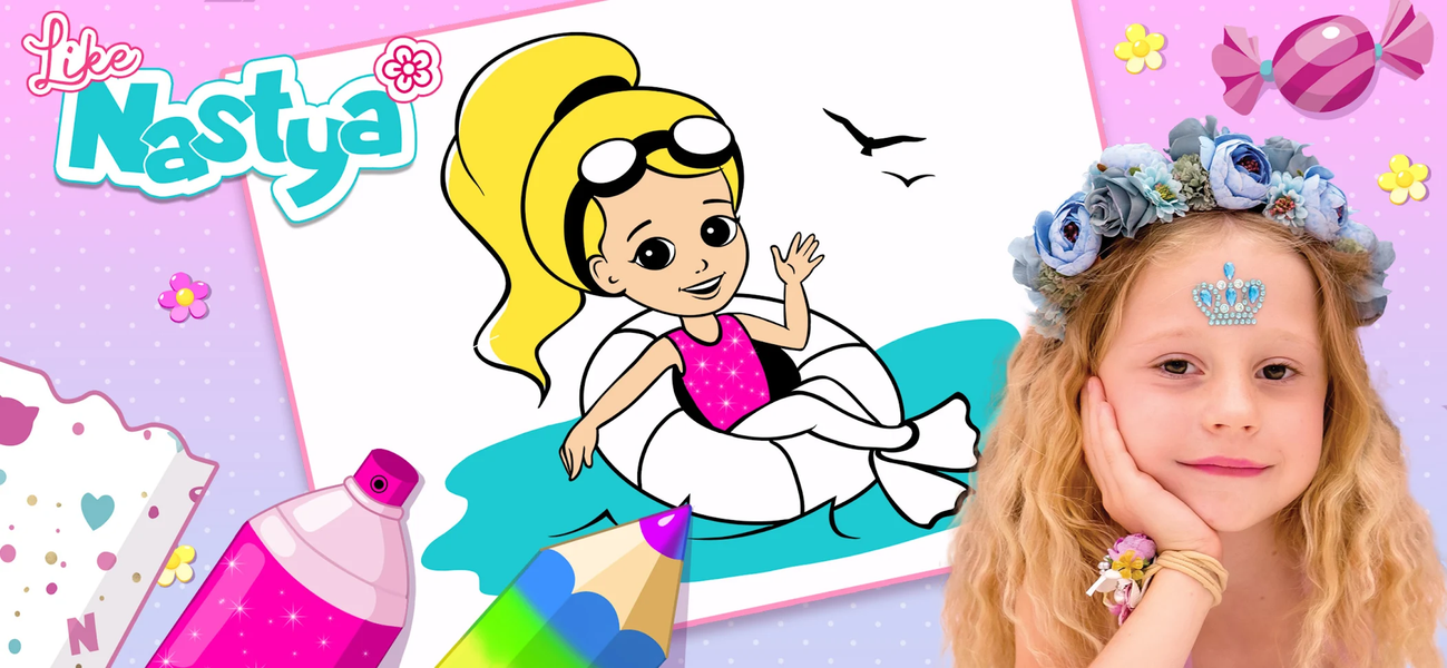 Like Nastya Coloring Book - Gameplay image of android game