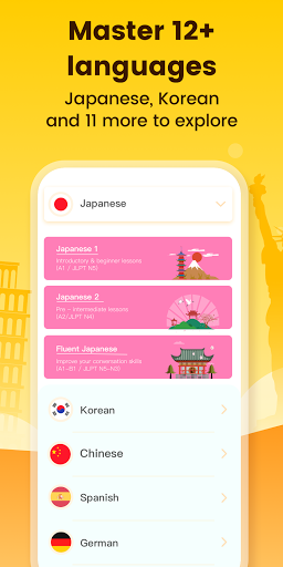 Learn Korean, Learn Japanese, Chinese - LingoDeer - عکس برنامه موبایلی اندروید