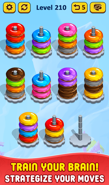 Donut Hoop Stack 3d Color Sort - Gameplay image of android game