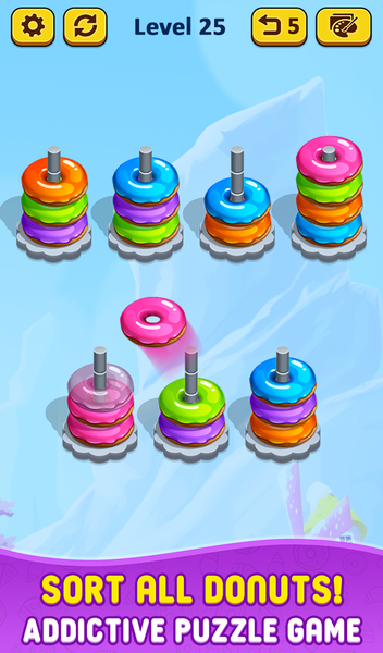 Donut Hoop Stack 3d Color Sort - Gameplay image of android game