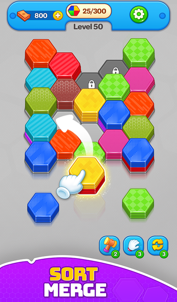 Hexa Sort 3d - Shuffle Blocks - Gameplay image of android game