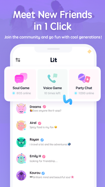 Lit—Make new friends - Image screenshot of android app