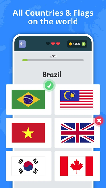 Flags of Countries: Quiz Game - Gameplay image of android game