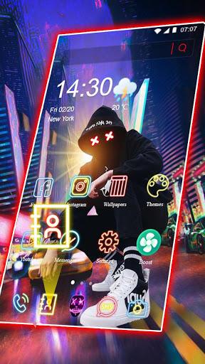 Neon, Night, Street, Man Theme & Live Wallpaper - Image screenshot of android app
