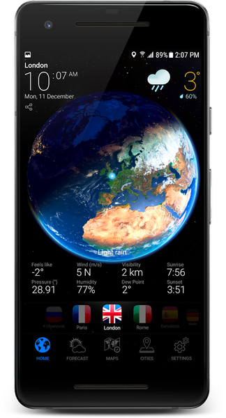 3D EARTH PRO - local forecast - Image screenshot of android app