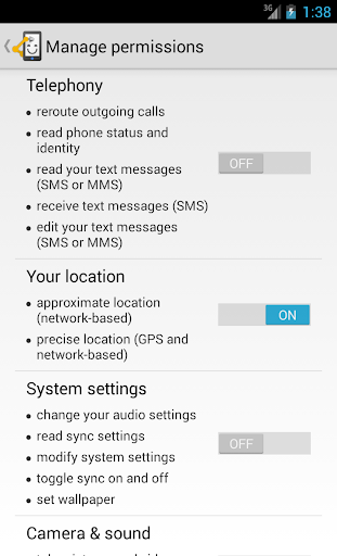 Automate telephony permissions - Image screenshot of android app