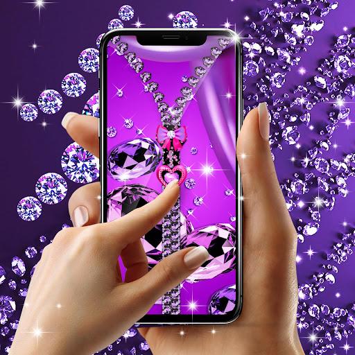 Purple diamond lock screen - Image screenshot of android app