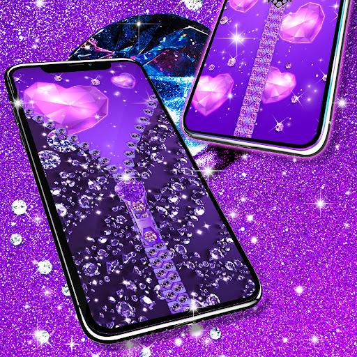 Purple diamond lock screen - Image screenshot of android app