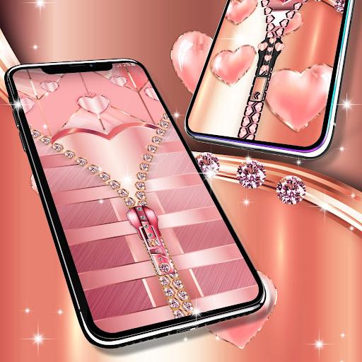 Rose gold lock screen zipper - عکس برنامه موبایلی اندروید