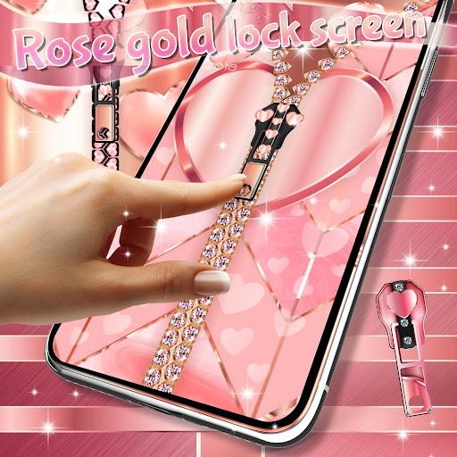Rose gold lock screen zipper - عکس برنامه موبایلی اندروید