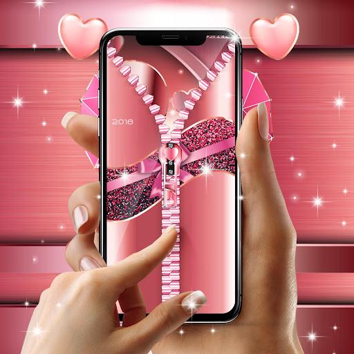 Rose gold lock screen zipper - عکس برنامه موبایلی اندروید