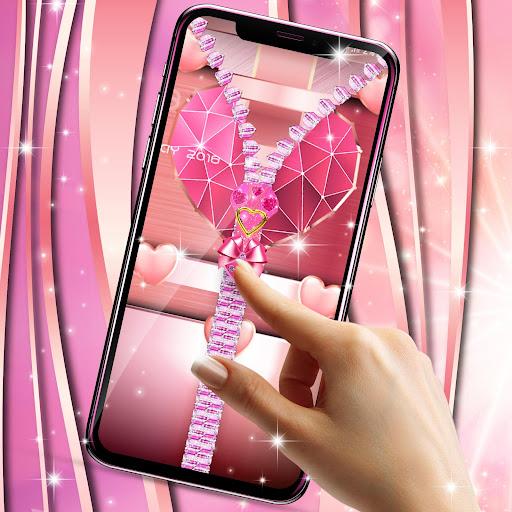 Rose gold lock screen zipper - عکس برنامه موبایلی اندروید