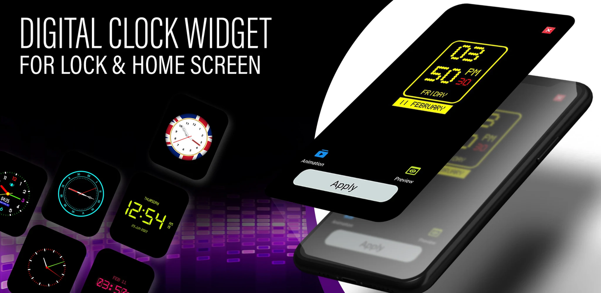 Lock Screen Clock Widget App - عکس برنامه موبایلی اندروید