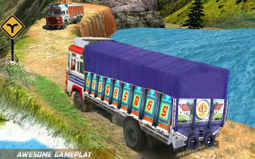 Indian Cargo Truck Simulation: Hill Truck Drive 3D - Gameplay image of android game