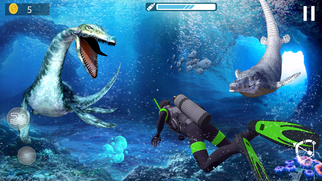 Dino shark hunter underwater - Gameplay image of android game