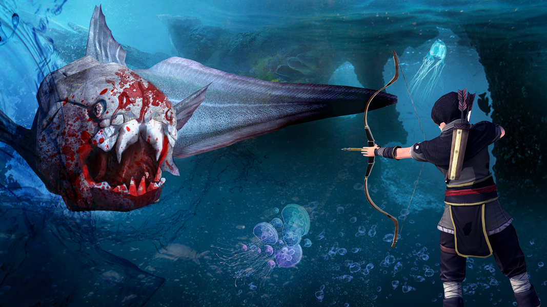 Dino shark hunter underwater - Gameplay image of android game