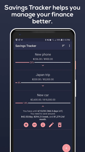 Savings Tracker - Image screenshot of android app