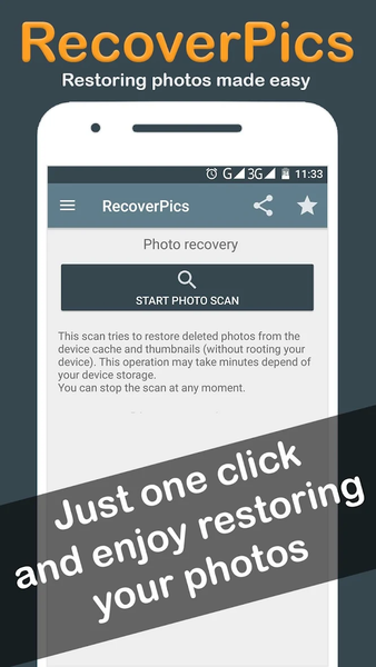 Restore deleted photos - Image screenshot of android app