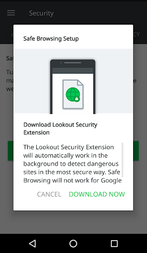 Lookout Security Extension - Image screenshot of android app