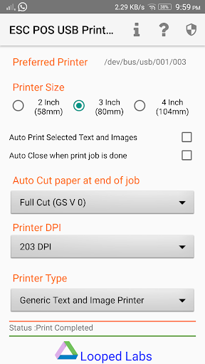 ESC POS USB Print service - عکس برنامه موبایلی اندروید