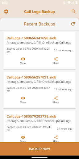Call Logs Backup - Image screenshot of android app