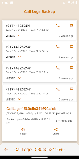 Call Logs Backup - Image screenshot of android app