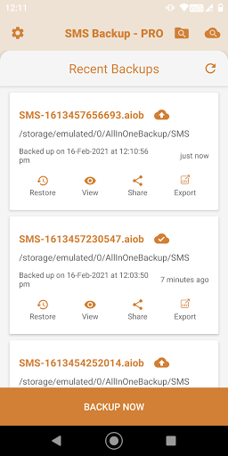 SMS Backup and Restore - Image screenshot of android app
