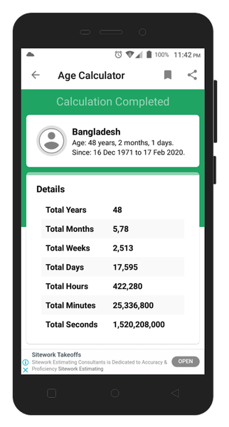 Age Calculator - عکس برنامه موبایلی اندروید