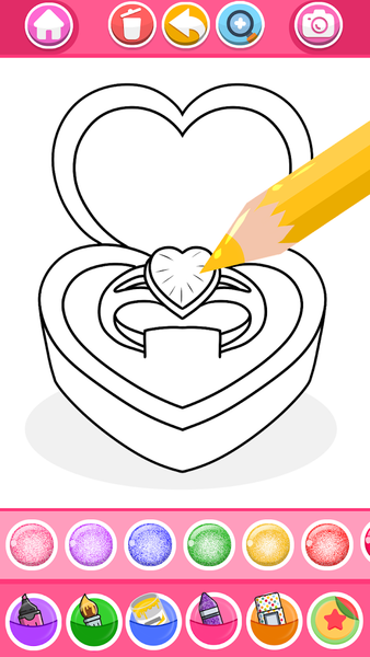 Glitter Heart Love Coloring - Image screenshot of android app