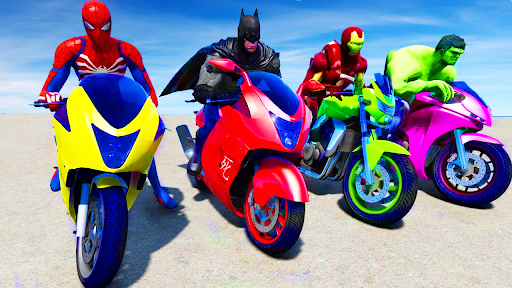 Superhero Bike Stunt Games 3D - Gameplay image of android game