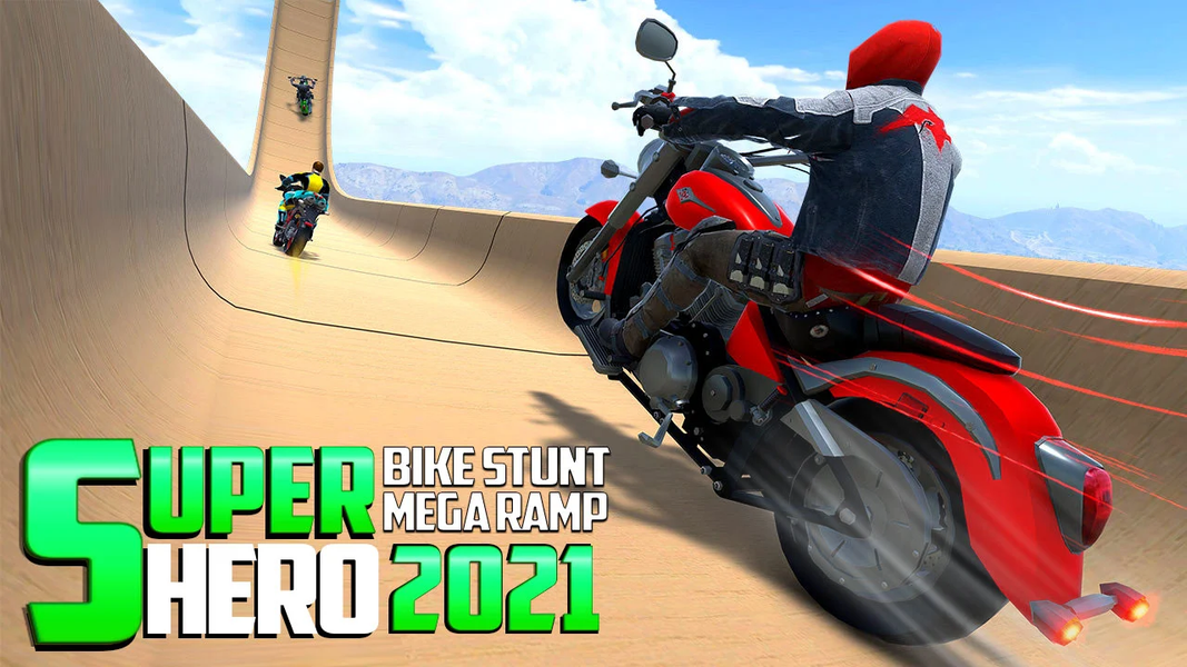 Superhero Bike Game Stunt Race - Gameplay image of android game
