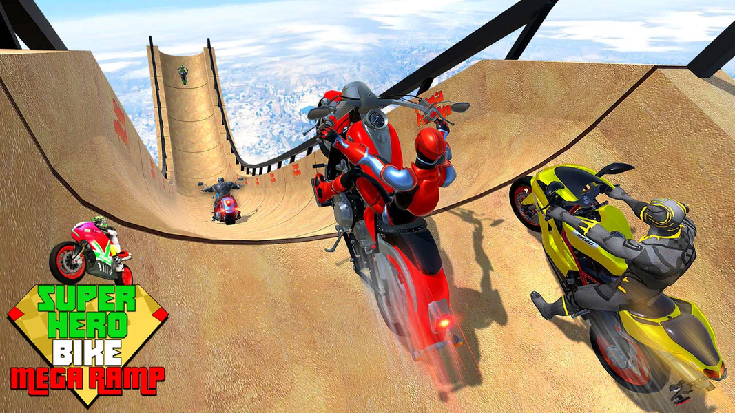 Superhero Bike Game Stunt Race - Gameplay image of android game