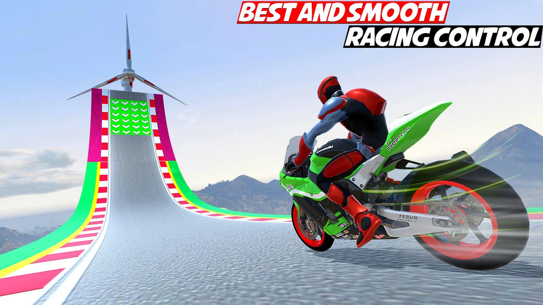 Superhero Bike Game Stunt Race - Gameplay image of android game