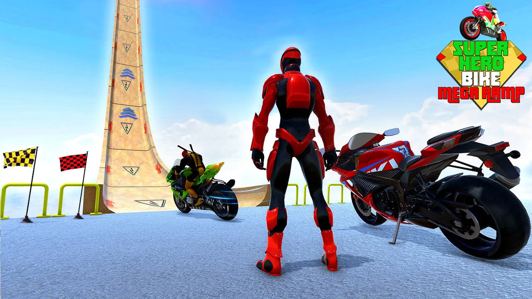 Superhero Bike Game Stunt Race - Gameplay image of android game