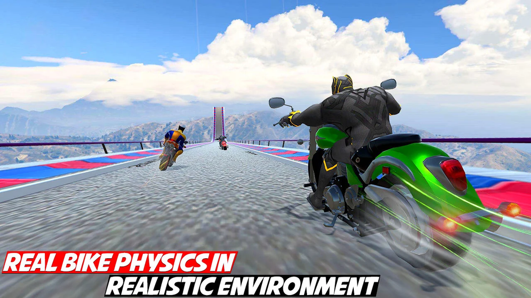 Superhero Bike Game Stunt Race - Gameplay image of android game