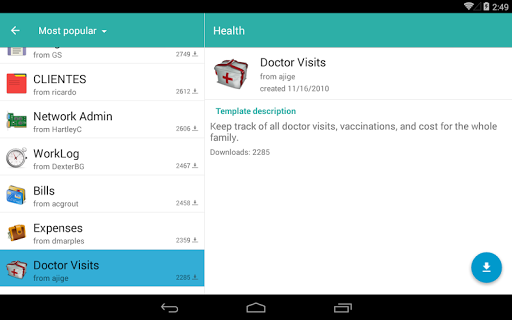 Memento Database - Image screenshot of android app