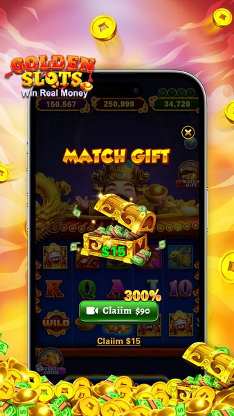 Golden Slots - Win Real Money - Gameplay image of android game