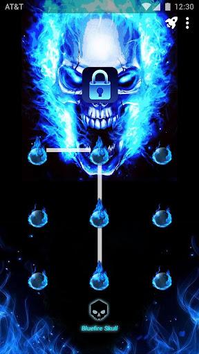 Blue Fire Skull - App Lock Master Theme - Image screenshot of android app