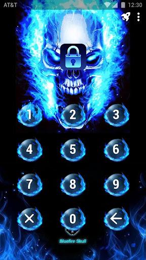 Blue Fire Skull - App Lock Master Theme - Image screenshot of android app