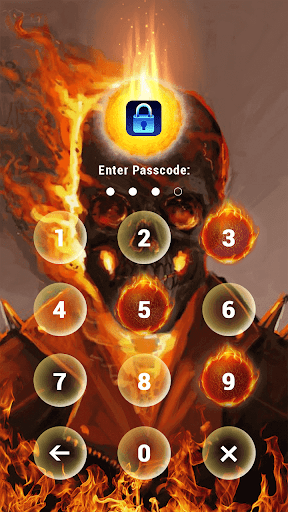 (FREE) Fire Flame Skull - App Lock Master Theme - Image screenshot of android app